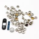 15 Druckknöpfe silber Druckknopf Metall mit Miniwerkzeug Set