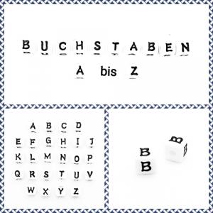 Buchstabenwürfel B Kunststoff 10 x 10 mm weiß / schwarz