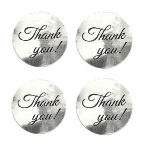1 Aufkleber 25 mm THANK YOU Nr. 10 silber Glitzer