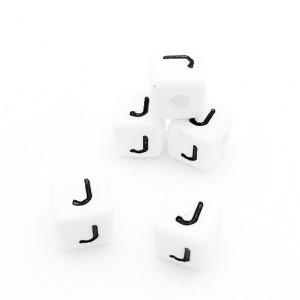 Buchstabenwürfel J Kunststoff 10 x 10 mm weiß / schwarz