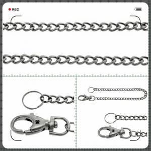 Schlüsselkette Geldbeutelkette Sicherheitskette silber schwarz 25 cm