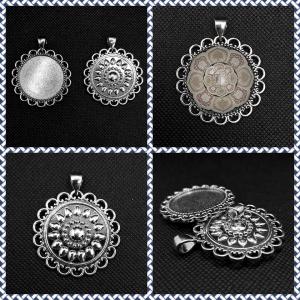 Kettenanhänger MANDALA gemustert stabil 30 mm silber