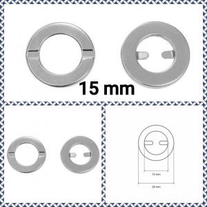 Öse 15 mm mit Biegelaschen zum Knipsen silber