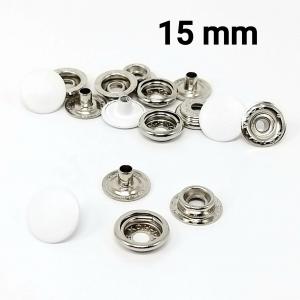 Druckknöpfe 4-tlg. Druckknopf Metall 15 mm weiss lackiert