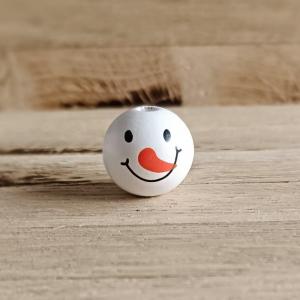 Nr. 9 Holzperle 20 mm mit Gesicht Schneemann