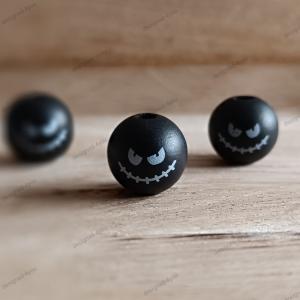 Holzperle 16 mm Halloween SCHÄDEL No 1 schwarz