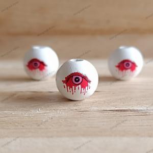 Nr. 1 Holzperle 16 mm Halloween Auge rot