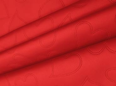 Kunstleder HERZEN gesteppt 360 g / m² 50 x 140 cm rot