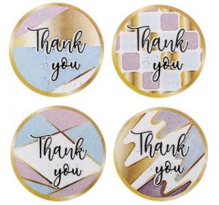 8 Aufkleber 25 mm THANK YOU Nr. 15 rosa beige blau
