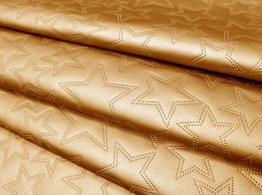 Kunstleder STERNE gesteppt gold metallic 360 g / m²
