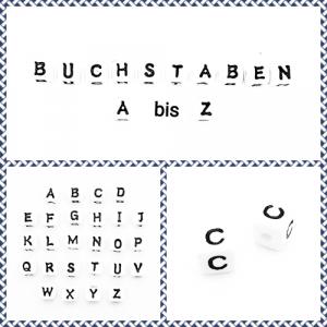 Buchstabenwürfel C Kunststoff 10 x 10 mm weiß / schwarz