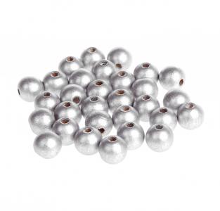 50 Holzperlen 8 mm silber