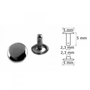 Hohlnieten 5 mm silber schwarz mit Biss