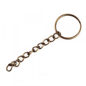Schlüsselring 25 mm mit Kette altmessing