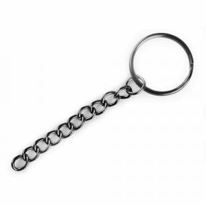 Schlüsselring 25 mm mit Kette altmessing dunkel