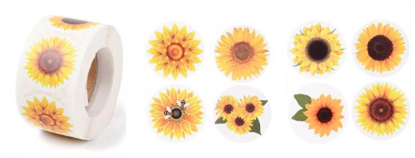 8 Aufkleber 38 mm SONNENBLUME Nr. 1 gelb