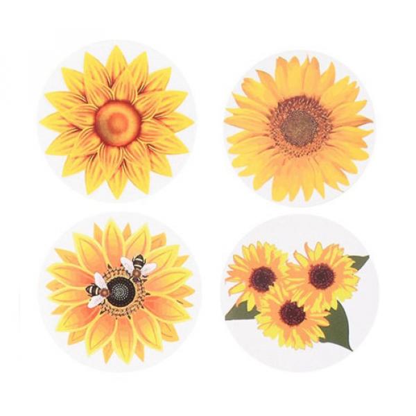8 Aufkleber 38 mm SONNENBLUME Nr. 1 gelb