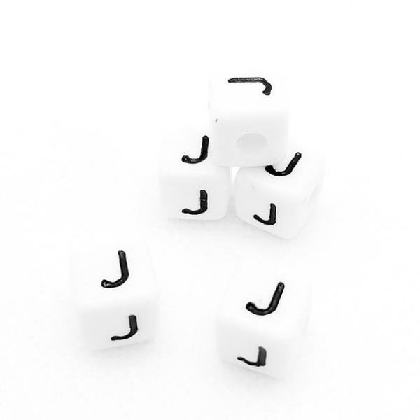Buchstabenwürfel J Kunststoff 10 x 10 mm weiß / schwarz