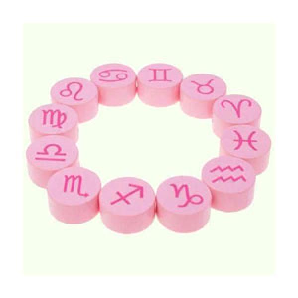 MUSTERPAKET 12 Sternzeichen Holzscheibe babyrosa / pink