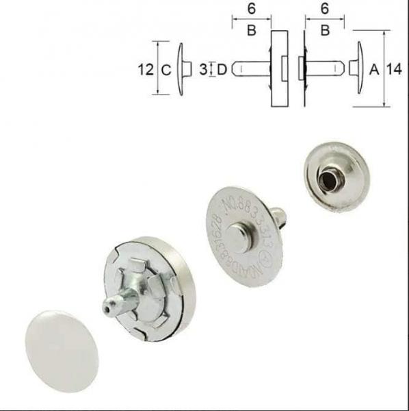 Magnetknopf zum Vernieten Magnetverschluß 14 mm silber