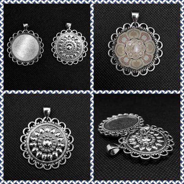 Kettenanhänger MANDALA gemustert stabil 30 mm silber