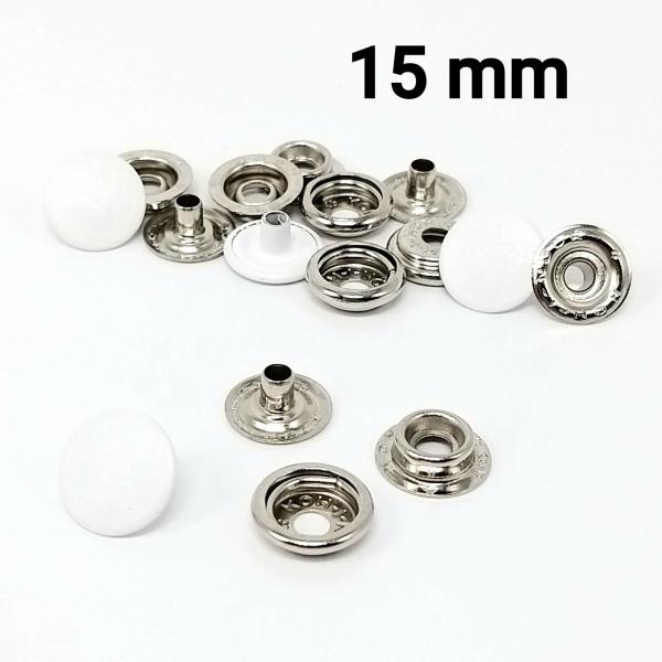 Druckknöpfe 4-tlg. Druckknopf Metall 15 mm weiss lackiert