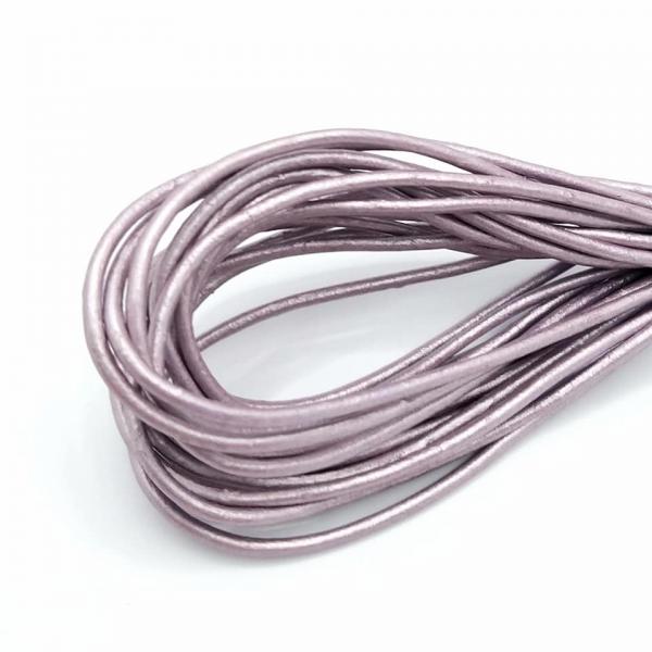 Lederband fliedermetallic 1,5 mm echt Rindsleder rund Schnur Lederriemen