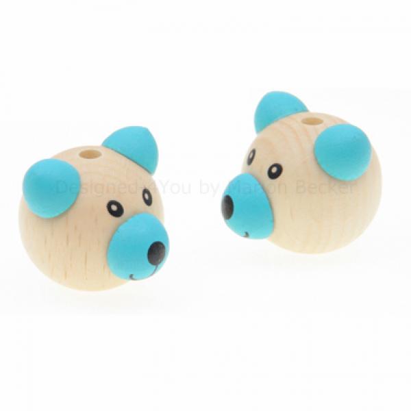 3D Teddy Natur Fädelfigur Motivperle türkis