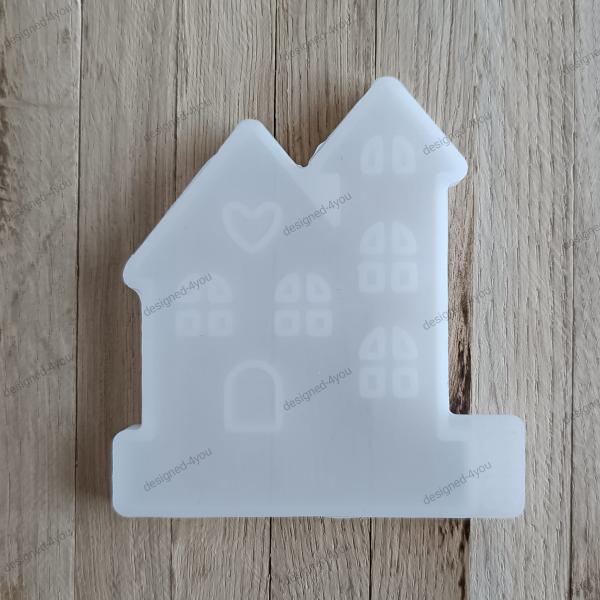Silikon - Gießform Einschieber Haus mit Herz und Turm
