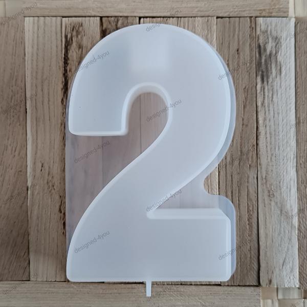 Silikon - Gießform Zahl 2 Geburtstag für Stabkerze 22 mm