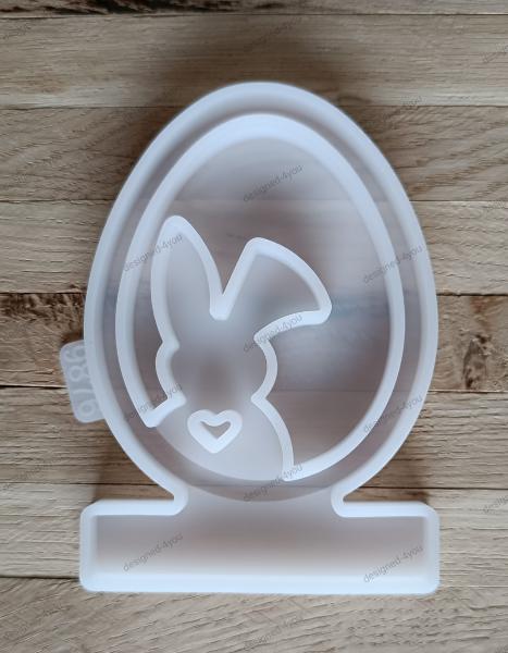 Silikon - Gießform Einschieber Hase im Ei mit Herz