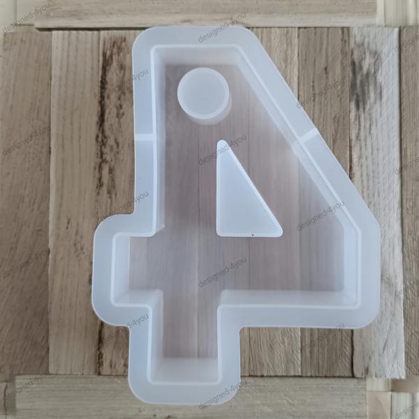 Silikon - Gießform Zahl 4 Geburtstag für Stabkerze 22 mm