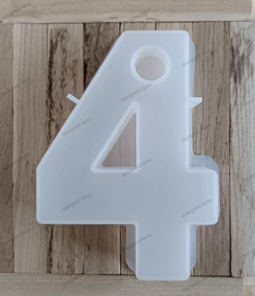 Silikon - Gießform Zahl 4 Geburtstag für Stabkerze 22 mm