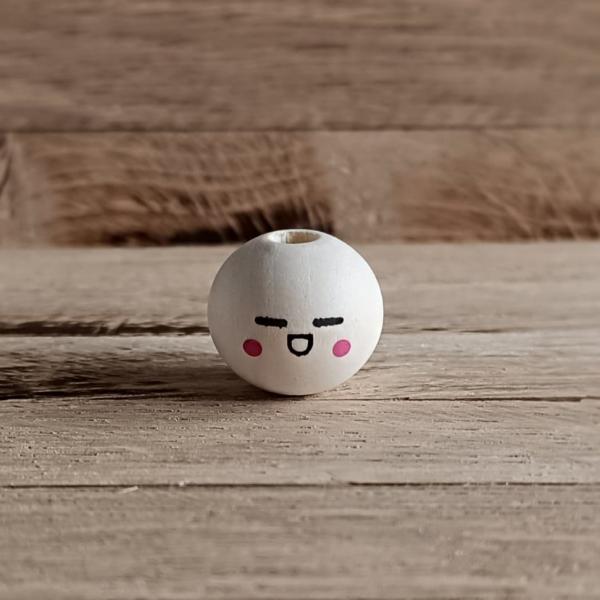 Nr. 3 Holzperle 20 mm mit Gesicht LACHEN