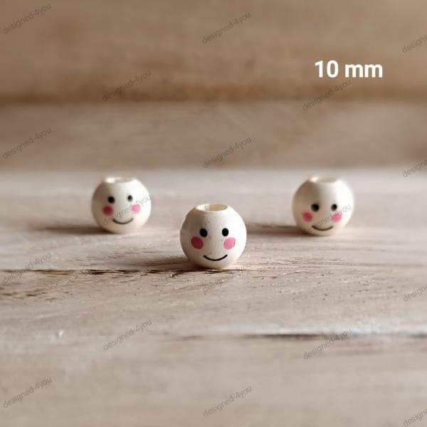 Holzperle 10 mm mit Gesicht lachen