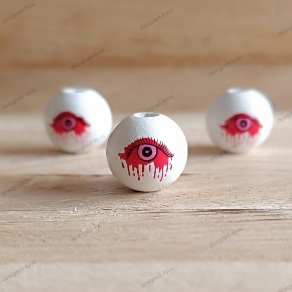 Nr. 1 Holzperle 16 mm Halloween Auge rot