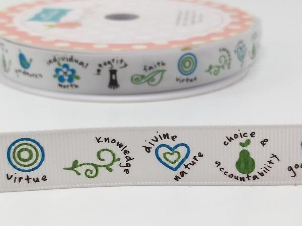 Ripsband Natur 17mm bunt weiss Riley Blake