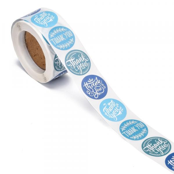 4 Aufkleber 25 mm THANK YOU mint blau petrol weiss Nr. 12