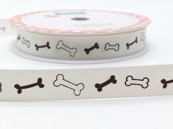Ripsband KNOCHEN BONE 16 mm braun natur Riley Blake