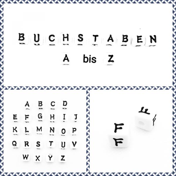 Buchstabenwürfel F Kunststoff 10 x 10 mm weiß / schwarz