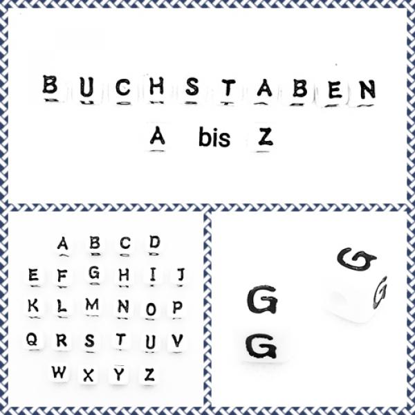 Buchstabenwürfel G Kunststoff 10 x 10 mm weiß / schwarz