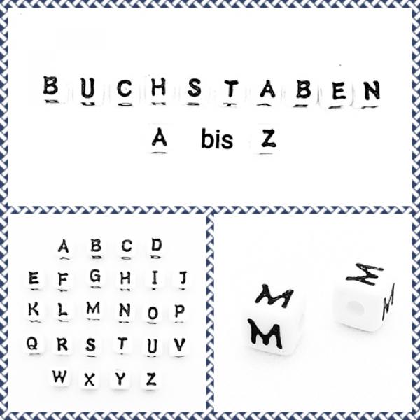 Buchstabenwürfel M Kunststoff 10 x 10 mm weiß / schwarz