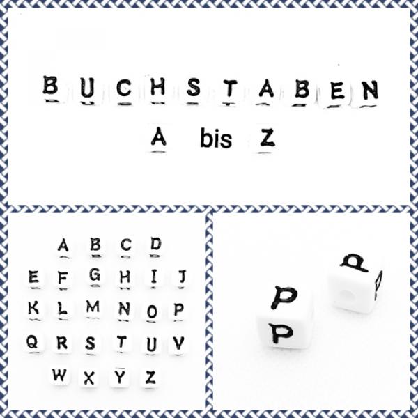 Buchstabenwürfel P Kunststoff 10 x 10 mm weiß / schwarz