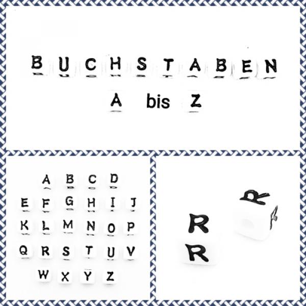 Buchstabenwürfel R Kunststoff 10 x 10 mm weiß / schwarz