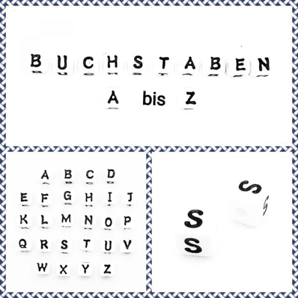 Buchstabenwürfel S Kunststoff 10 x 10 mm weiß / schwarz