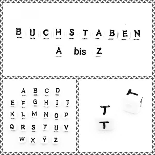 Buchstabenwürfel T Kunststoff 10 x 10 mm weiß / schwarz