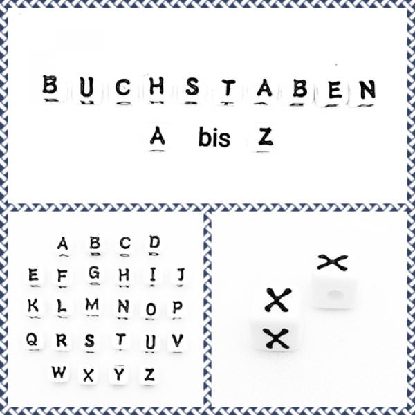 Buchstabenwürfel X Kunststoff 10 x 10 mm weiß / schwarz