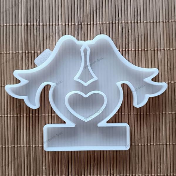 Silikon - Gießform Einschieber Taubenpaar Herz