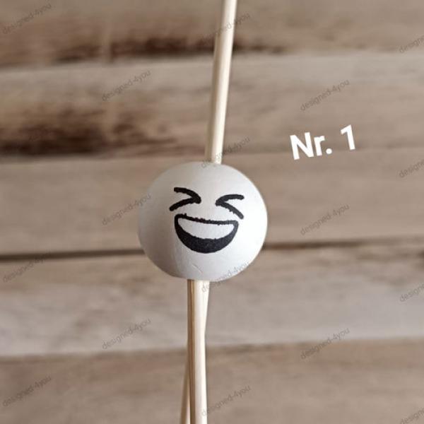 Holzperle 20 mm mit Gesicht EMOJI Nr. 1