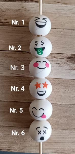 Nr. 5 EMOJI Holzperle 20 mm mit Gesicht